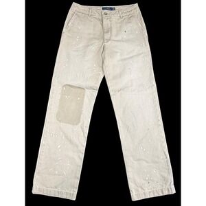 Polo Ralph Lauren Women's Paint-Splatter Cotton Chino Pant Size 14 Distressed